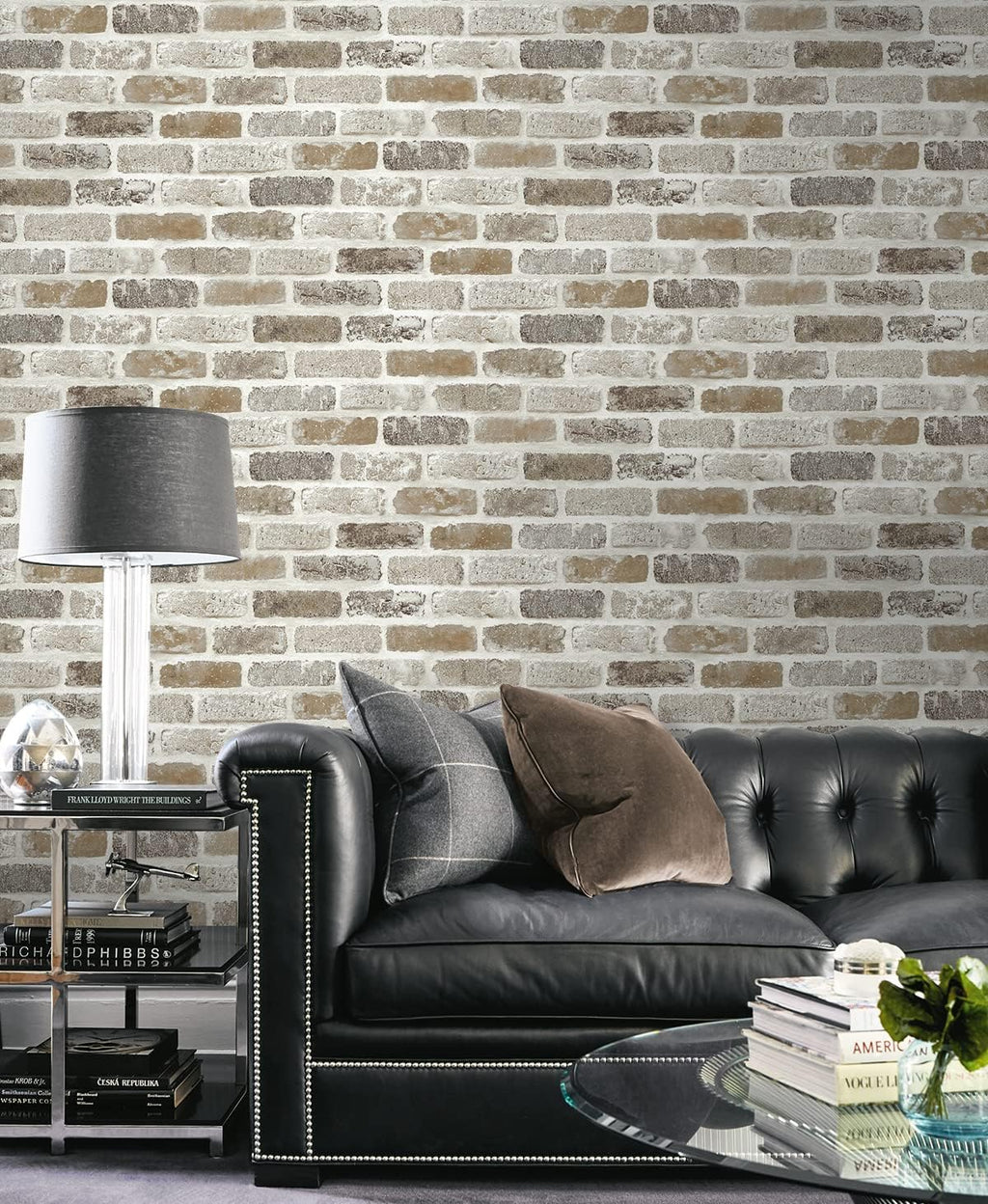 NextWall Washed Faux Brick Peel and Stick Wallpaper Q1139