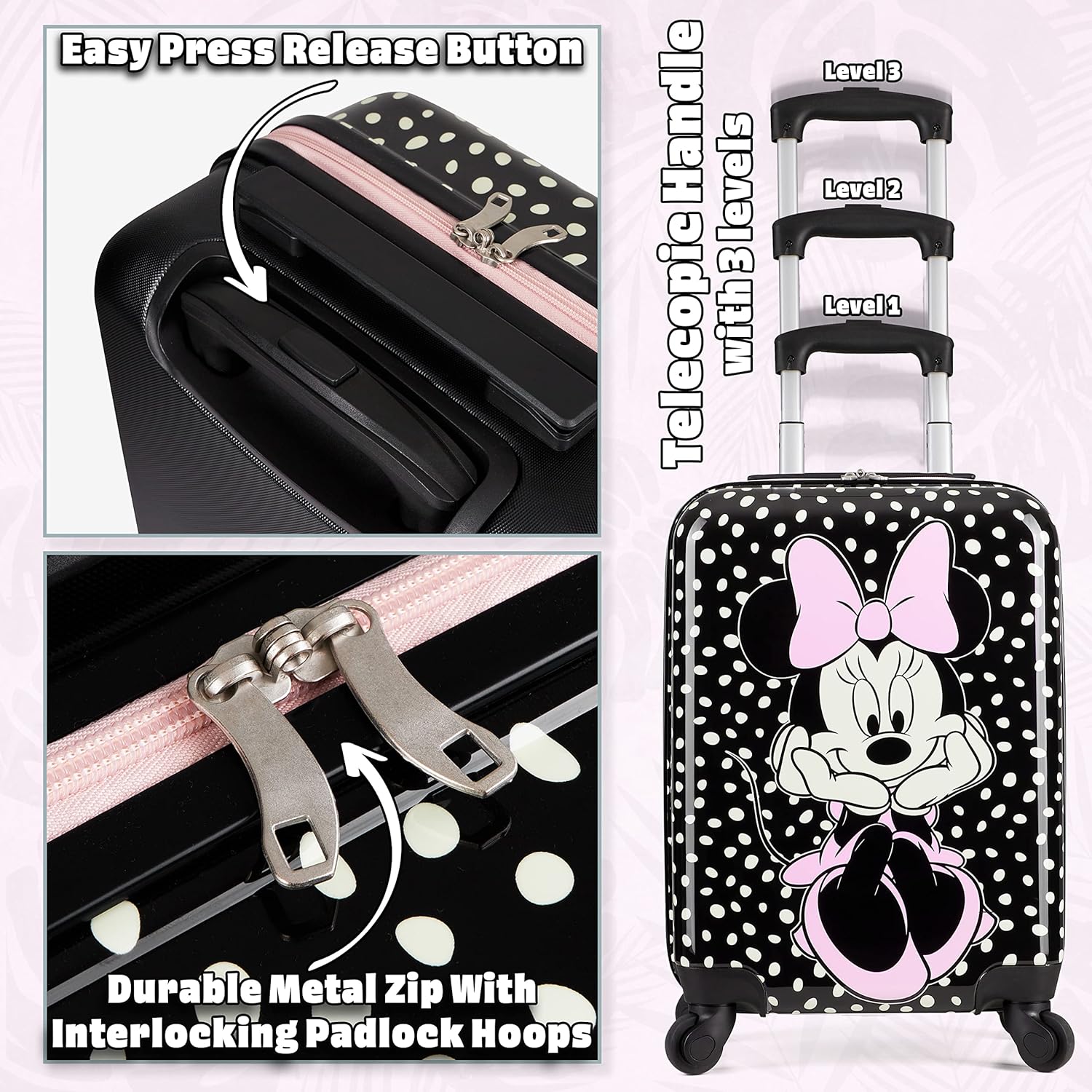 Disney Kids Suitcase with Wheels - 19" Hard Shell Luggage K812649