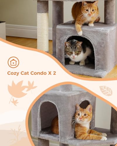 45-Inch Cat Tree with 2 Condos, Scratching Posts and Hammock F616