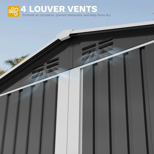 DWVO 6x4ft Metal Outdoor Storage Shed with Window, Lockable Steel Garden Shed S892