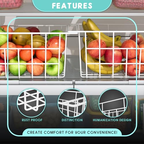 Chest Freezer Organizer Bins 2Packs with Hanging Handles, Metal Wire Storage Basket N1098