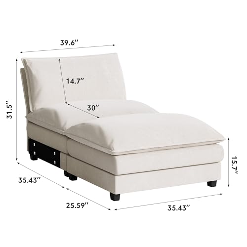 Homall 119" Modular Sectional Sofa with Reversible Ottoman, Light Grey V97154