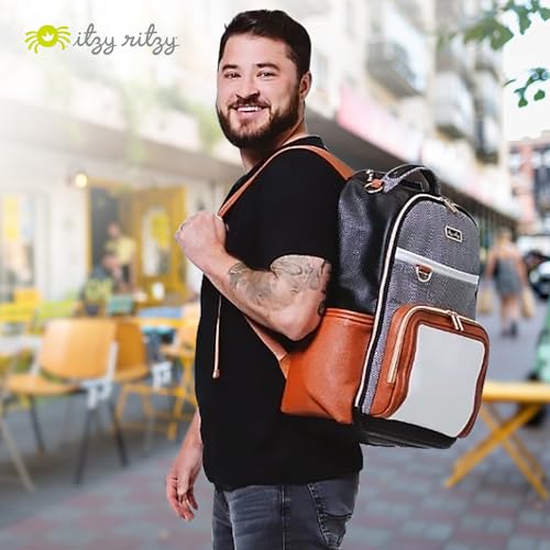 Itzy Ritzy Diaper Bag Backpack – Large Capacity with 19 Pockets, Changing Pad, Black G8051