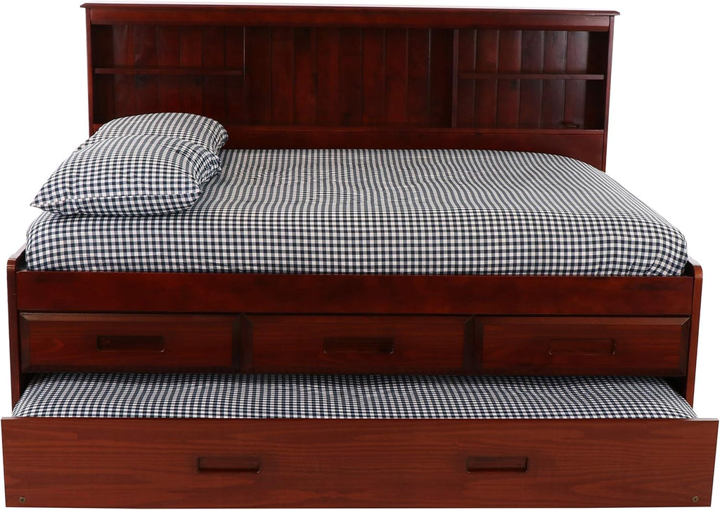 Discovery World Furniture Full Bookcase Daybed with 3 Drawers & Trundle Merlot G220