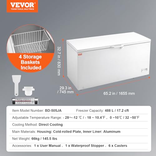 VEVOR Chest Freezer 12.8 Cu.ft with 4 Removable Baskets, Locking Lid R36567