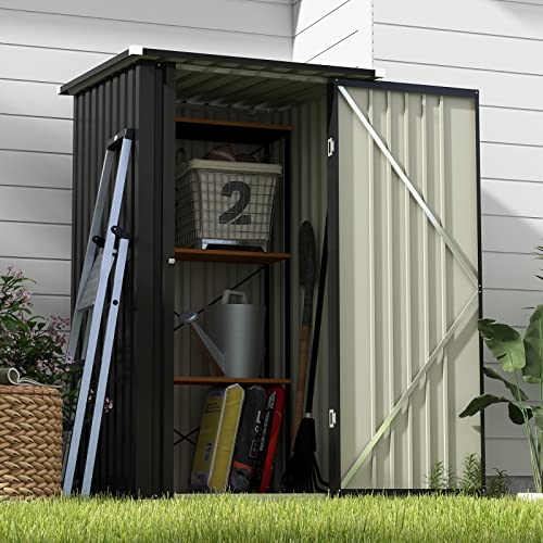 Patiowell 3 x 3 FT Outdoor Storage Shed with Sloping Roof, Grey F27529