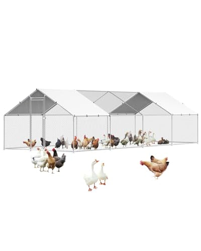 VEVOR Large Metal Chicken Coop with Run, Walk-in Outdoor Poultry Pen W388