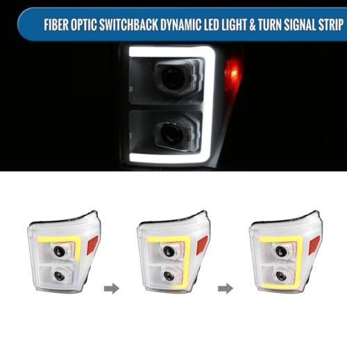 2011-2016 Ford Super Duty Dual Projector Headlights LED Sequential Turn Signals Pair Black B630412
