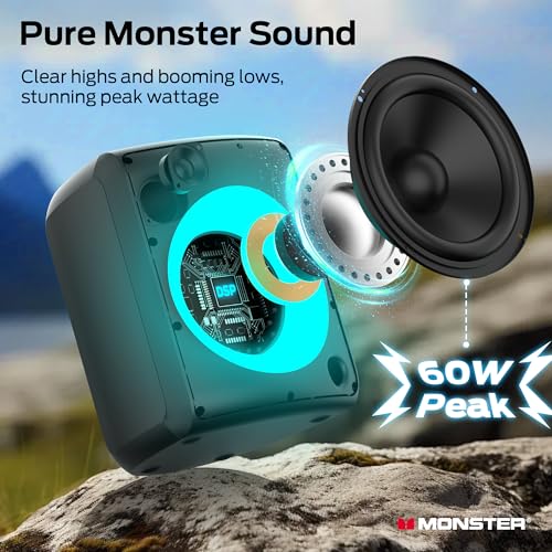 Monster Musicbox Bluetooth Speaker, 60W Portable Wireless with RGB Lighting J3290