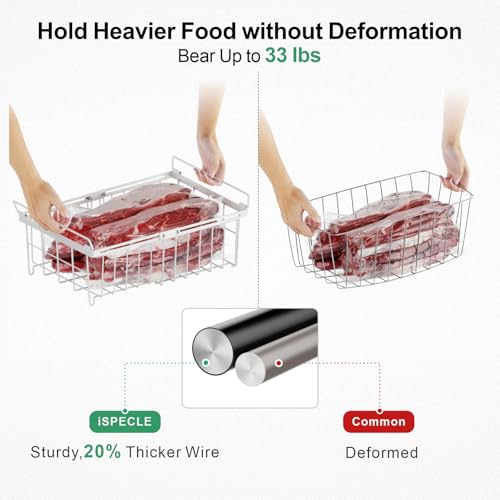 iSPECLE Freezer Organizer Bins 2 Pack, Expandable Stackable for Chest Freezer, Black R10570