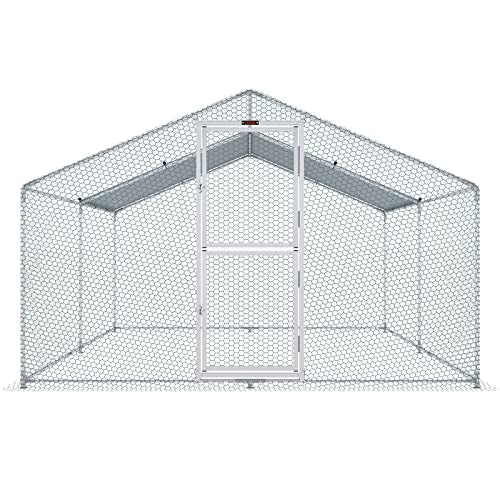 VEVOR Large Metal Chicken Coop with Run, Walk-in Outdoor Poultry Pen W388