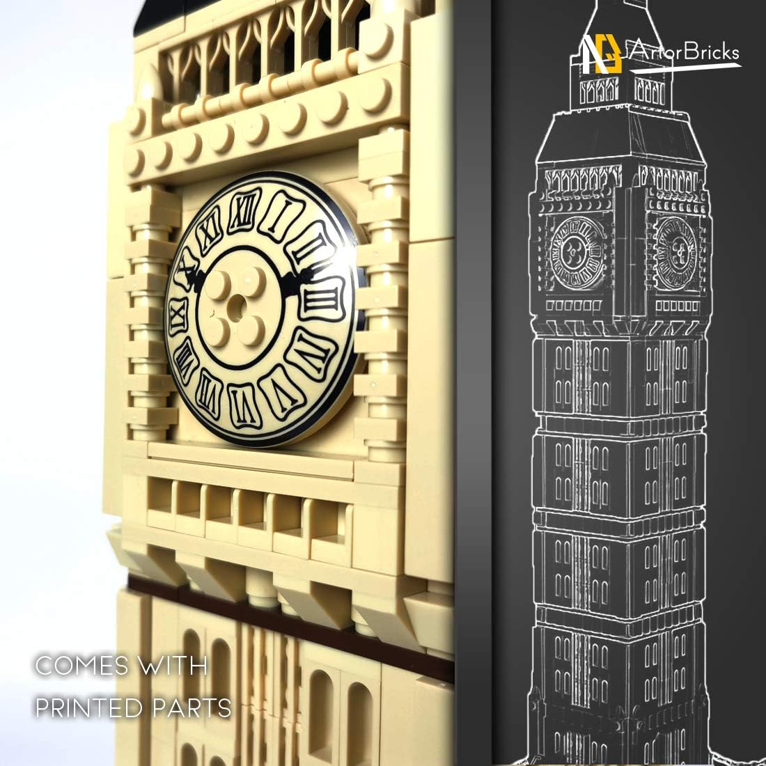 ArtorBricks Architectural Big Ben Building Set Model Kit for Teens and Adults L466954