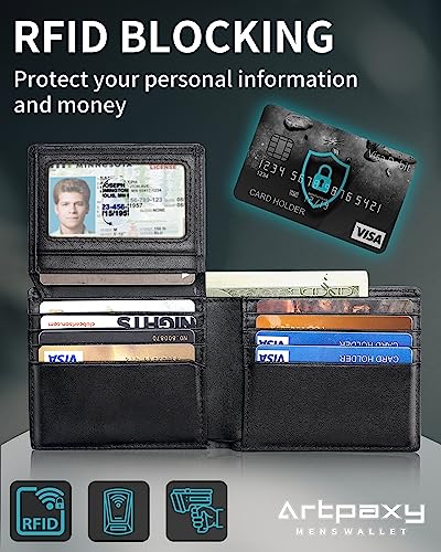 Men's Genuine Leather Bifold RFID Blocking Wallet X966881