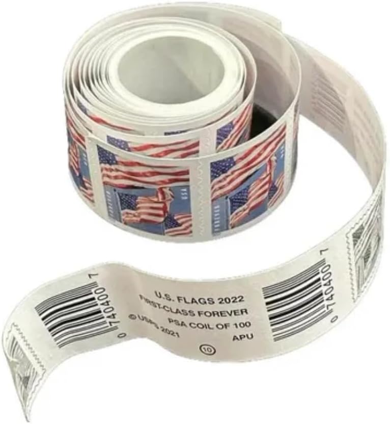 (100 Roll) Postage Stamps USA, US Flag Used for 1 oz Letters/Mail