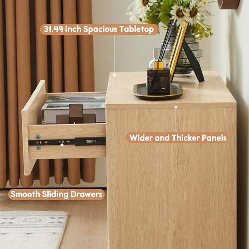 Fluted 5 Drawers Dresser for Bedroom, Wooden Tall Storage, Walnut L1075
