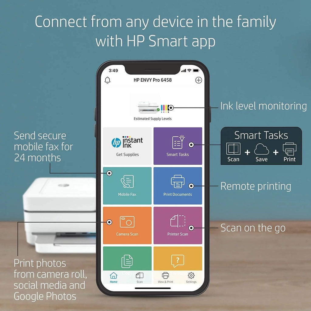 HP Envy Pro 6458 All-in-One Wireless Printer (Renewed) D827