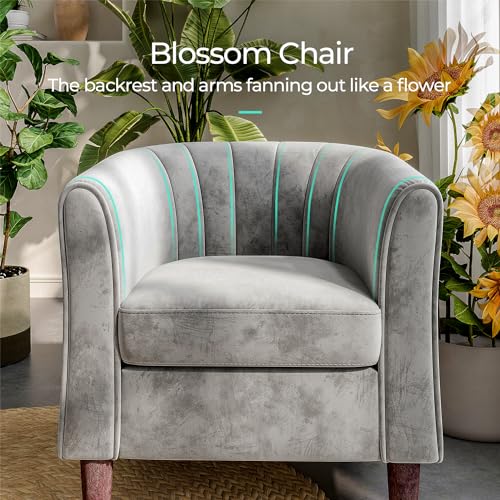 LINSY Accent Chair with Ottoman, Velvet, Olive Green C653