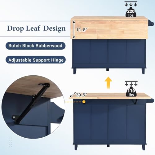 YOUKTCZY03 3-Piece Farmhouse Kitchen Island Set with 2 Chairs and Storage B70845