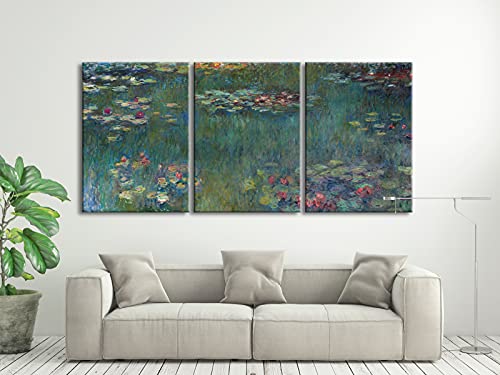 Wieco Art 3 Panels Framed Canvas Wall Art Water Lilies by Claude Monet O771680