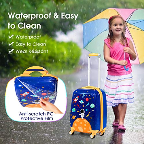 GYMAX 2Pc Kids Luggage Set with 4 Spinner Wheels I70757