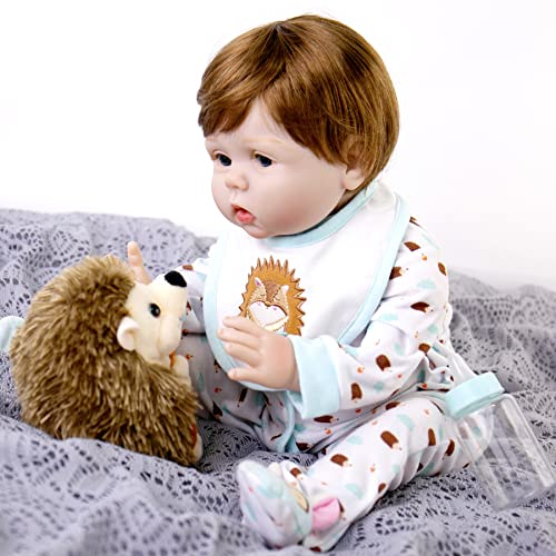 Aori Reborn Baby Dolls Boy 22 Inch Realistic Newborn Doll with Teddy Toy Q5061