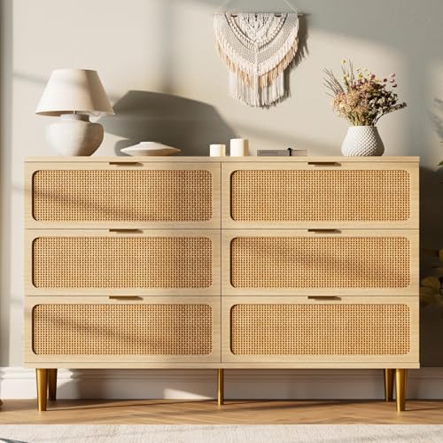Rattan 5 Drawer Tall Dresser for Bedroom, Black V99880