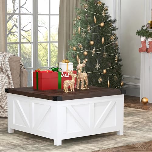 Farmhouse Lift Top Coffee Table with Storage and Charging Station, Brown J61149