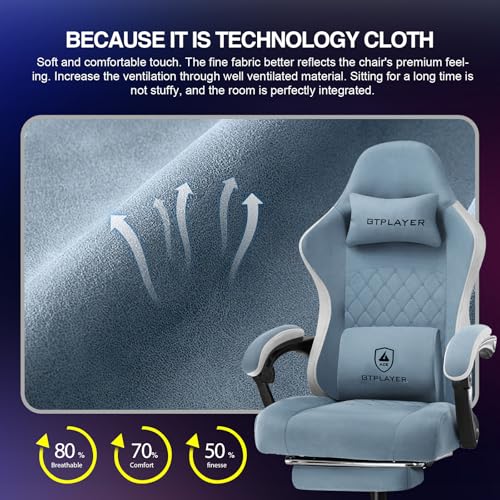 GTPLAYER Gaming Chair with Pocket Spring Cushion, Linkage Armrests and Footrest P648