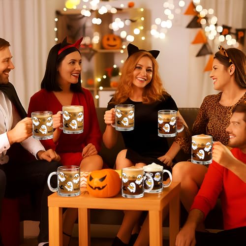 Vesici 12 Pcs Halloween Ghost Glass Mugs 12 oz with Handle U17698