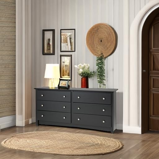 Prepac Rustic Ridge Farmhouse 6-Drawer Double Dresser, Brown X6434