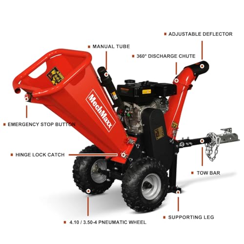 212CC 7HP Gas Wood Chipper Leaf Shredder Mulcher with Towbar Z8059