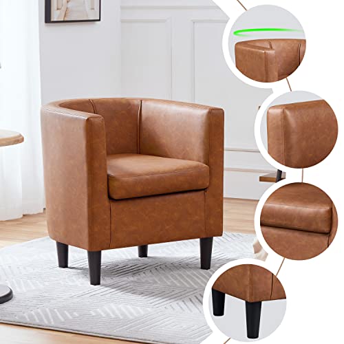 Yaheetech Velvet Accent Chair, Modern Upholstered Barrel Chair, Olive Green J55628