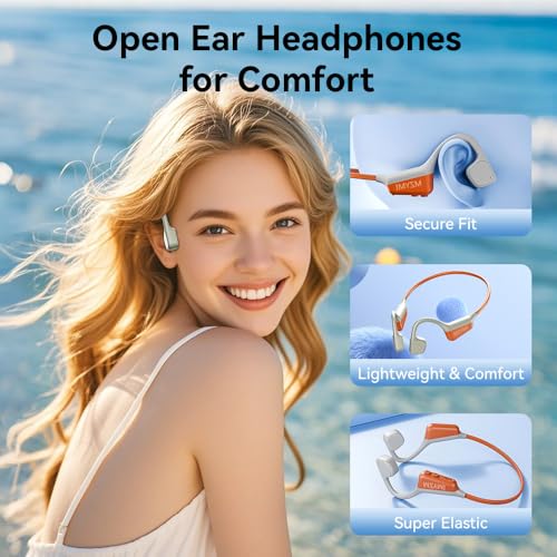 Bone Conduction Headphones Wireless Bluetooth 5.4 Open Ear Sports Headset with Mic, IPX6 Waterproof (Green) R3266