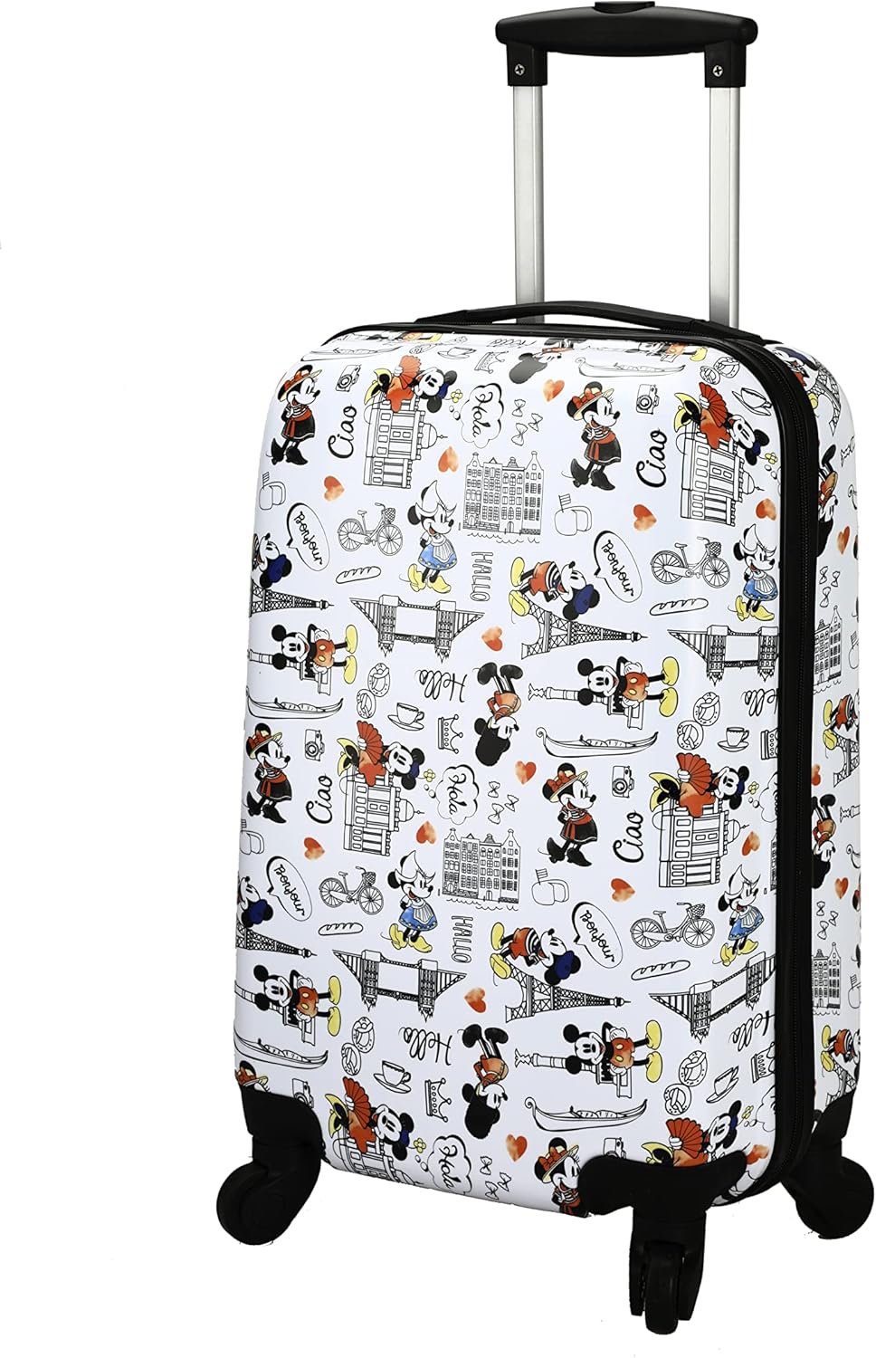 Disney Mickey Mouse and Minnie Mouse 20" White Carry-On Luggage with Wheels I67888