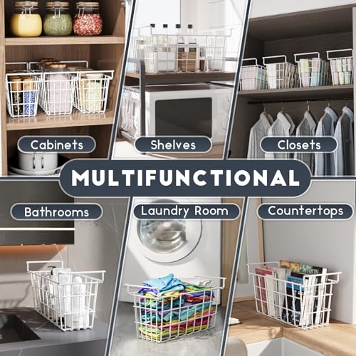 Chest Freezer Organizer Bins 2Packs with Hanging Handles, Metal Wire Storage Basket N1098