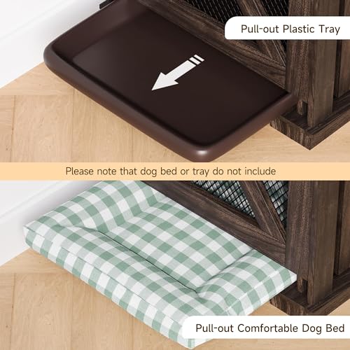 Wooden Dog Crate Furniture 71" with Storage and Divider for Large Medium Dogs L29684