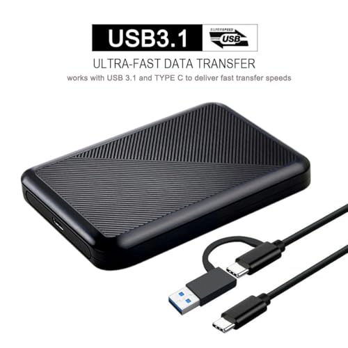 1TB Ultra Slim Portable External Hard Drive USB 3.1 Type C W844997