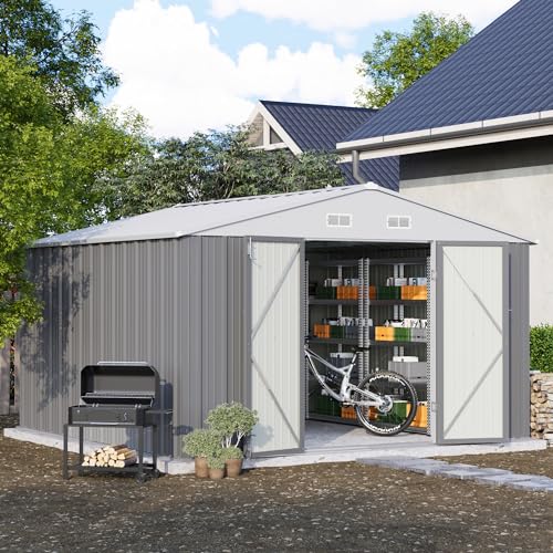 Patiowell 3 x 3 FT Outdoor Storage Shed with Sloping Roof, Grey F27529