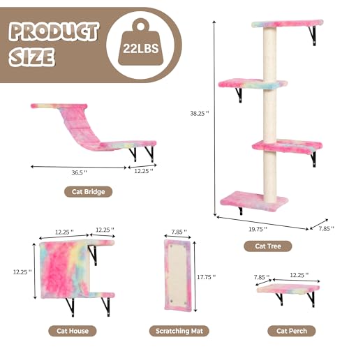 COZIWOW Wall Mounted Cat Shelves and Perches, Set of 5 (Grey) Y44261