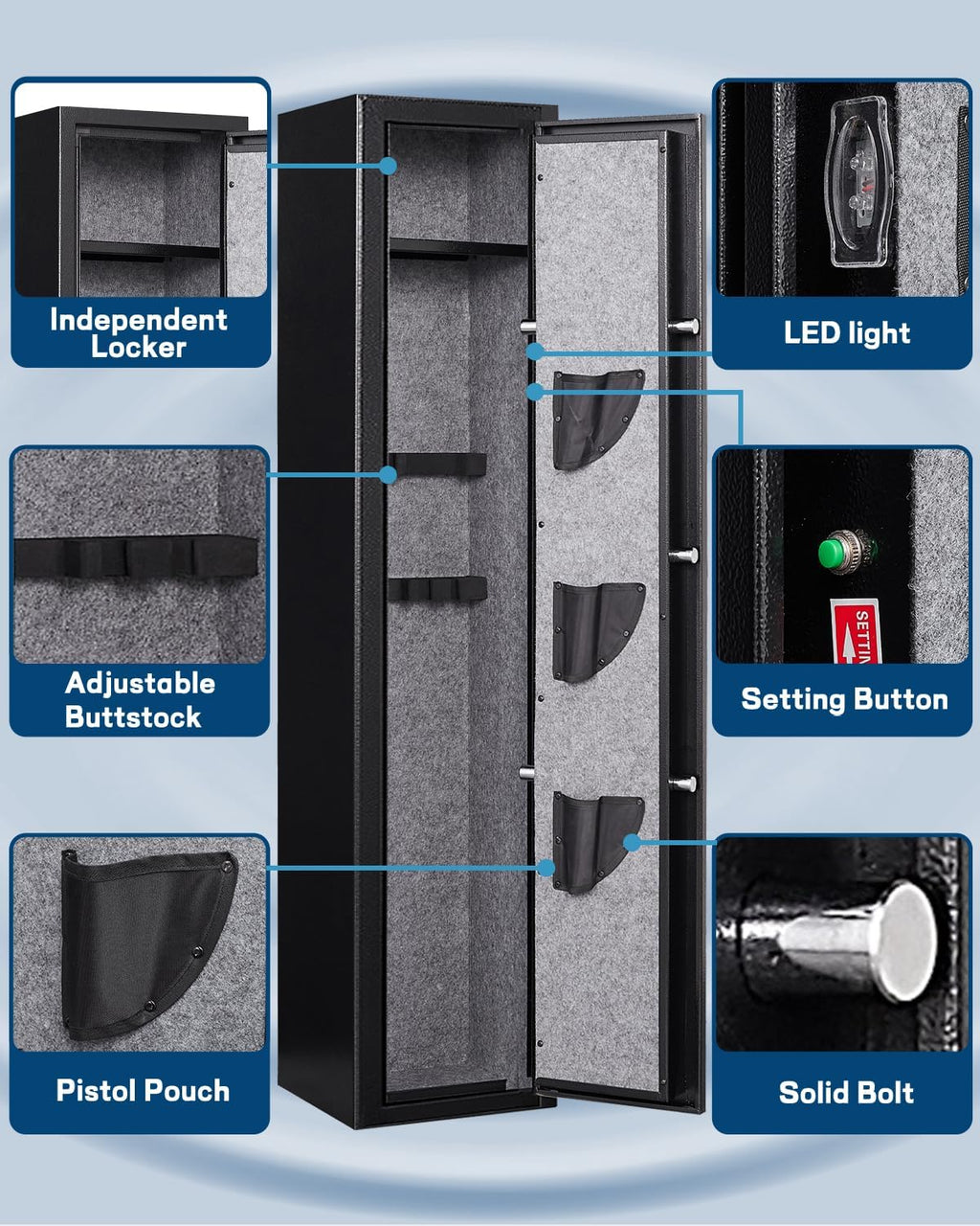Fandon 5-6 Gun Safe for Rifles and Pistols with Removable Shelves C572708