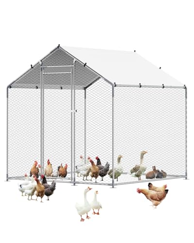 VEVOR Large Metal Chicken Coop with Run, Walk-in Outdoor Poultry Pen W388