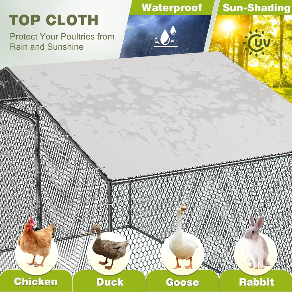 Flamaker Large Metal Chicken Coop with Water-Resistant Cover X946