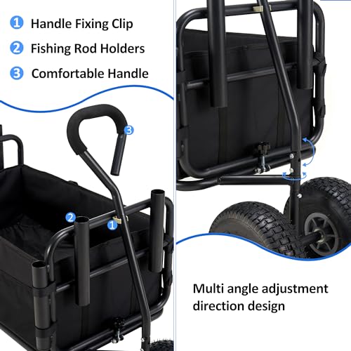 AHB Fishing Cart 550lbs Heavy Duty Foldable Beach Wagon with All Terrain Wheels S239642
