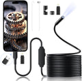 Endoscope Camera with Light, 1920P HD Borescope with 8 Adjustable LED Lights, Inspection Camera with 16.4ft Semi-Rigid Cord, 7.9mm Industrial Endoscope for iPhone, iPad with iOS