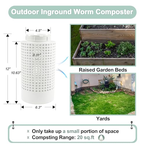 In-Ground Worm Composter Bin for Raised Garden Beds, 2 Gallons, BPA Free, White U27331