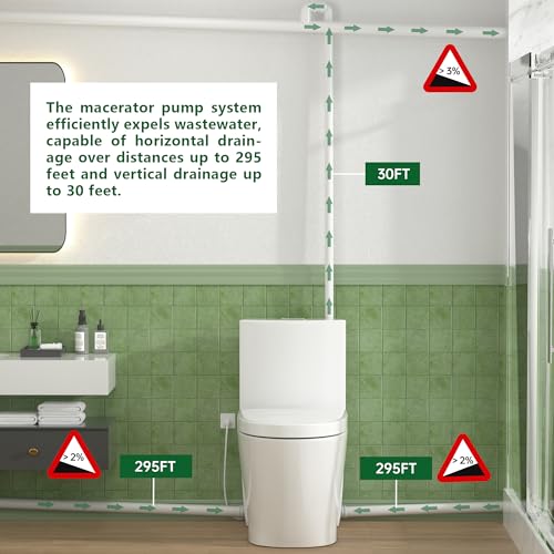 SUPERFLO Macerating Toilet System with Pump & One Piece Toilet Bowl, 600W G834770