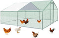 Metal Chicken Coop Cage with Waterproof Roof Shade Cover Large Chicken Run Coop Hen House Rabbit Cage Backyard Poultry Enclosure with Lockable Doors (19.8' L x 9.8' W x 6.56' H)