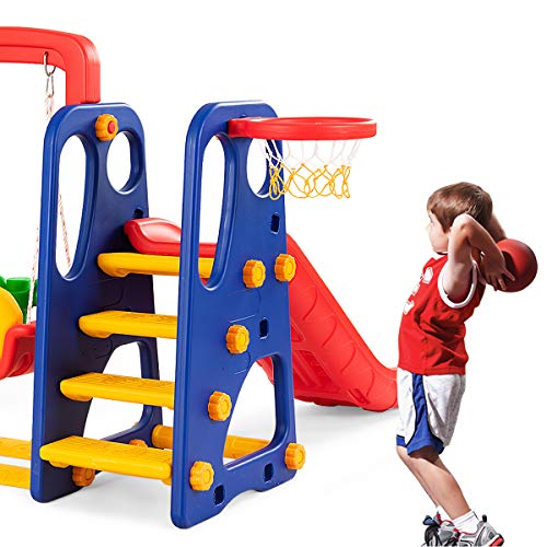 Costzon Toddler 3-in-1 Climber Playset with Basketball Hoop M76322