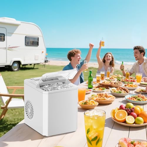 OLIXIS Nugget Ice Maker Machine, Countertop Portable with Basket and Scoop, White W12772