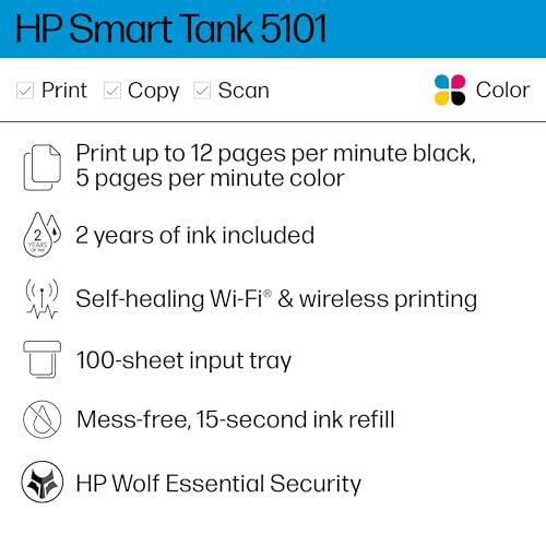 HP Smart-Tank 5000 Wireless All-in-One Ink-Tank Printer with 2 Years Ink Included R620